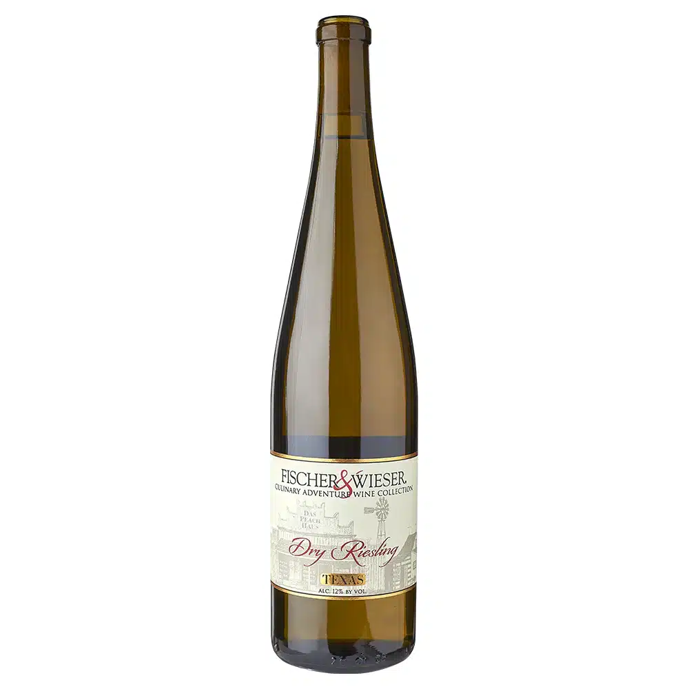 Dry Riesling white wine from Fischer & Wieser as a recommended seafood, cheese, or pork wine pairing