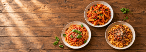 three pasta plates