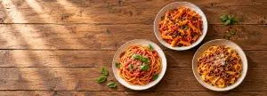 three pasta plates