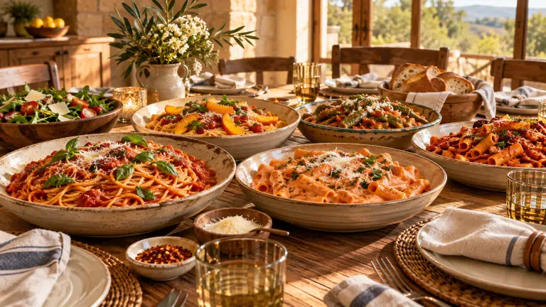 Italian Roots Meet Texas Soul pasta-night table