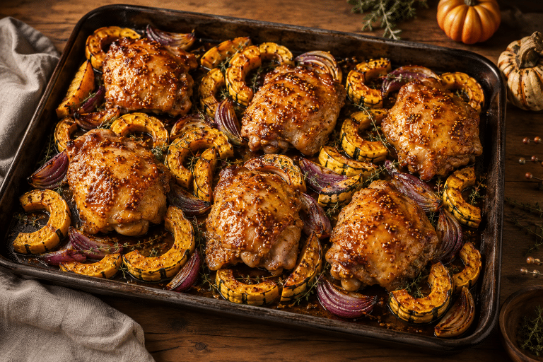 Peach-Dijon Chicken with Autumn Squash
