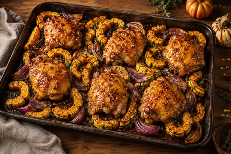 Peach-Dijon Chicken with Autumn Squash